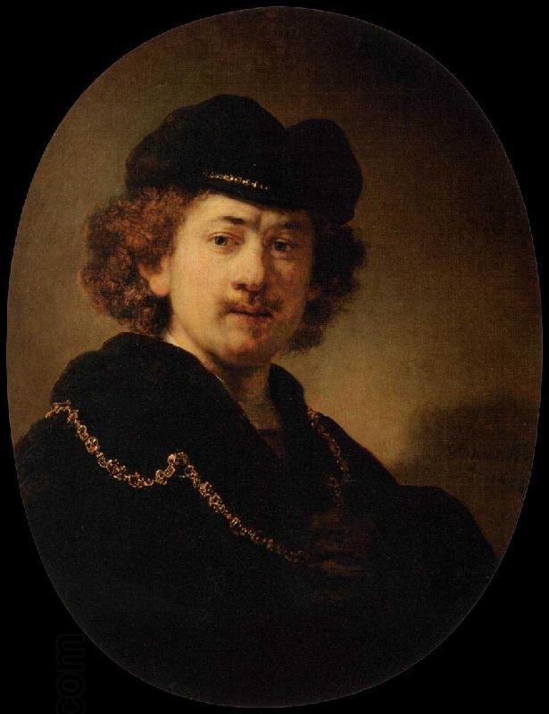 Rembrandt Peale Self portrait Wearing a Toque and a Gold Chain
